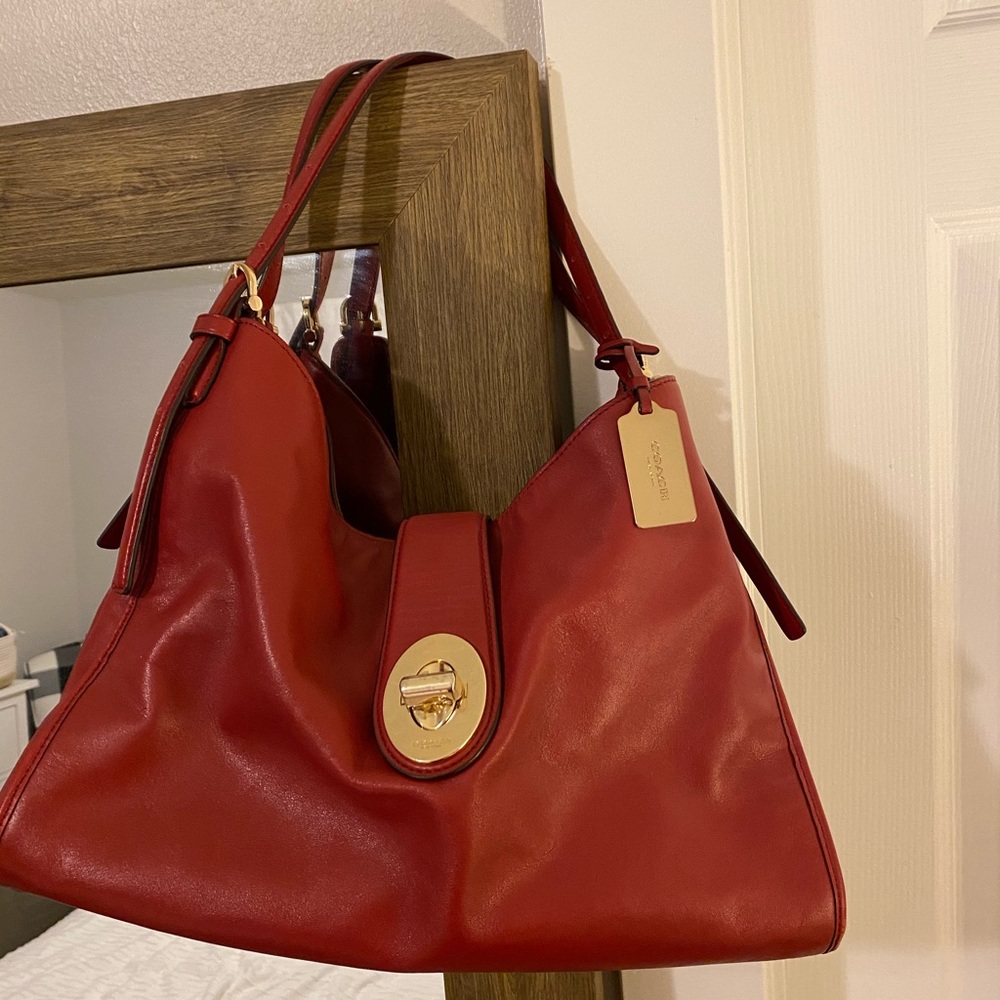 Coach red leather bag
